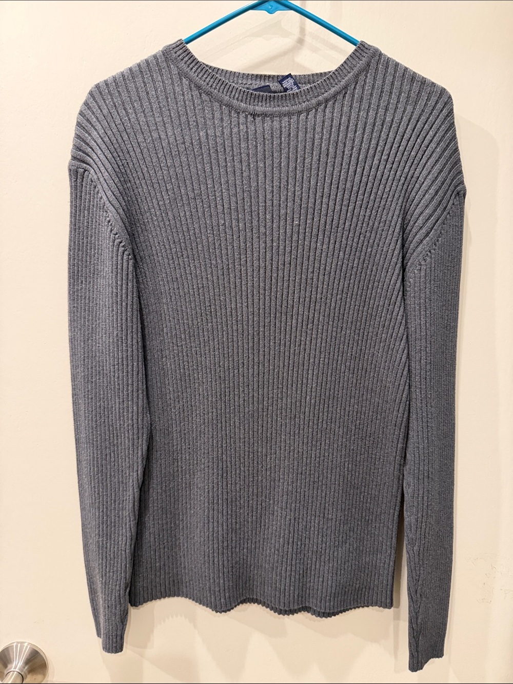 Women’s Grey Ribbed Crewneck Sweater